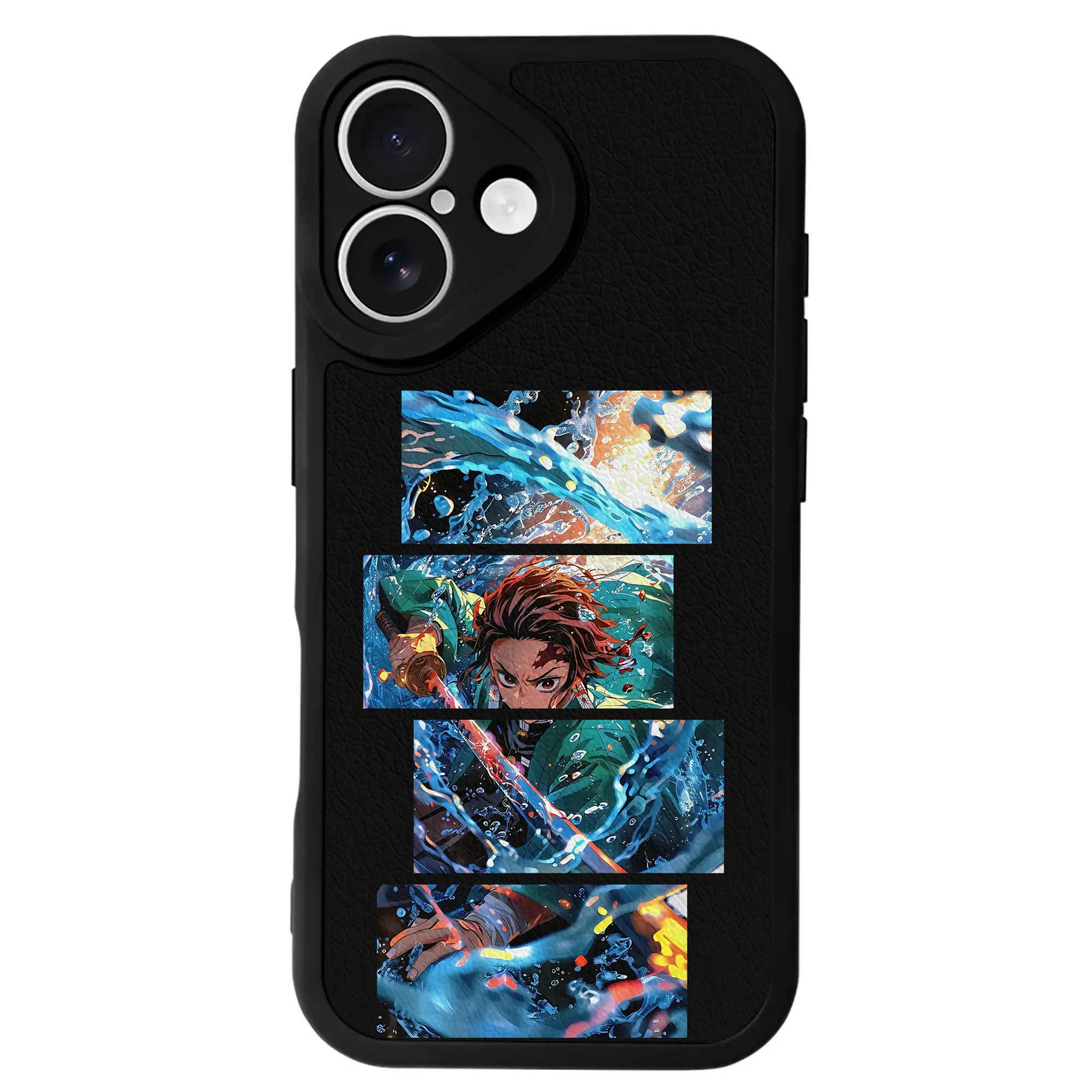 鬼滅の刃 グッズ,竈門 炭治郎 - IPhone 16シリーズ対応 ・ シリコンスマホケース ・ レザー調 ・ 高精度フィット ・ 耐衝撃 ・ ワイヤレス充電対応 ・ 精密カット